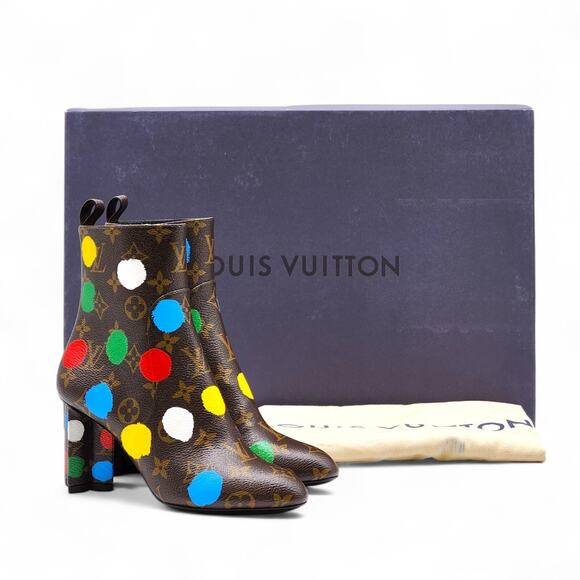 Louis Vuitton x Yayoi Kusama Monogram Dots Coated Ankle Boots EU 36 US 5.5 - NWB